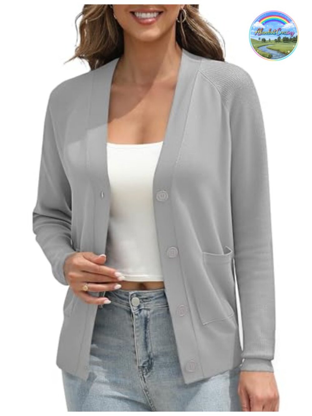 Classic Open Front Cardigan Button Down Knit Long Sleeve Sweater